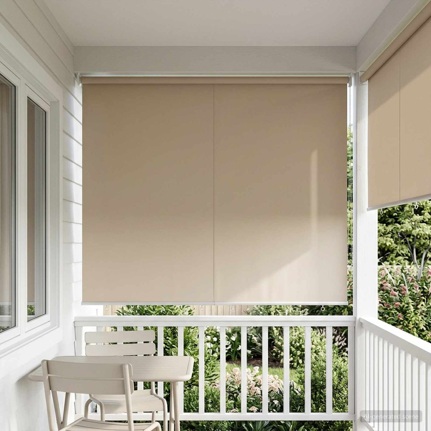 Outdoor Roller Blind UV Protection Beige 205 x 140 cm (W x H)
