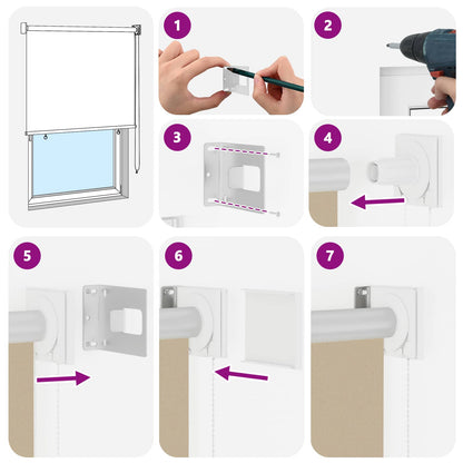 Outdoor Roller Blind UV Protection Beige 205 x 140 cm (W x H)