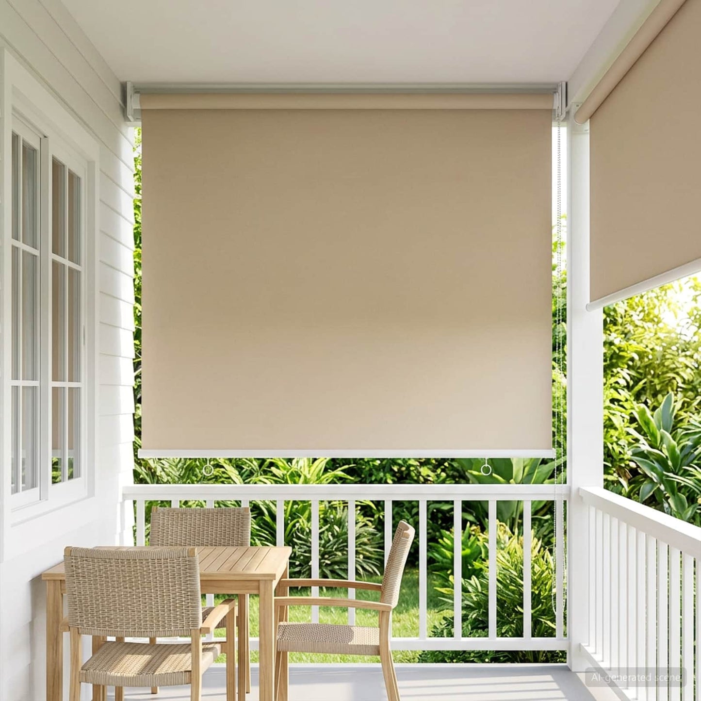 Outdoor Roller Blind UV Protection Beige 65 x 230 cm (W x H)