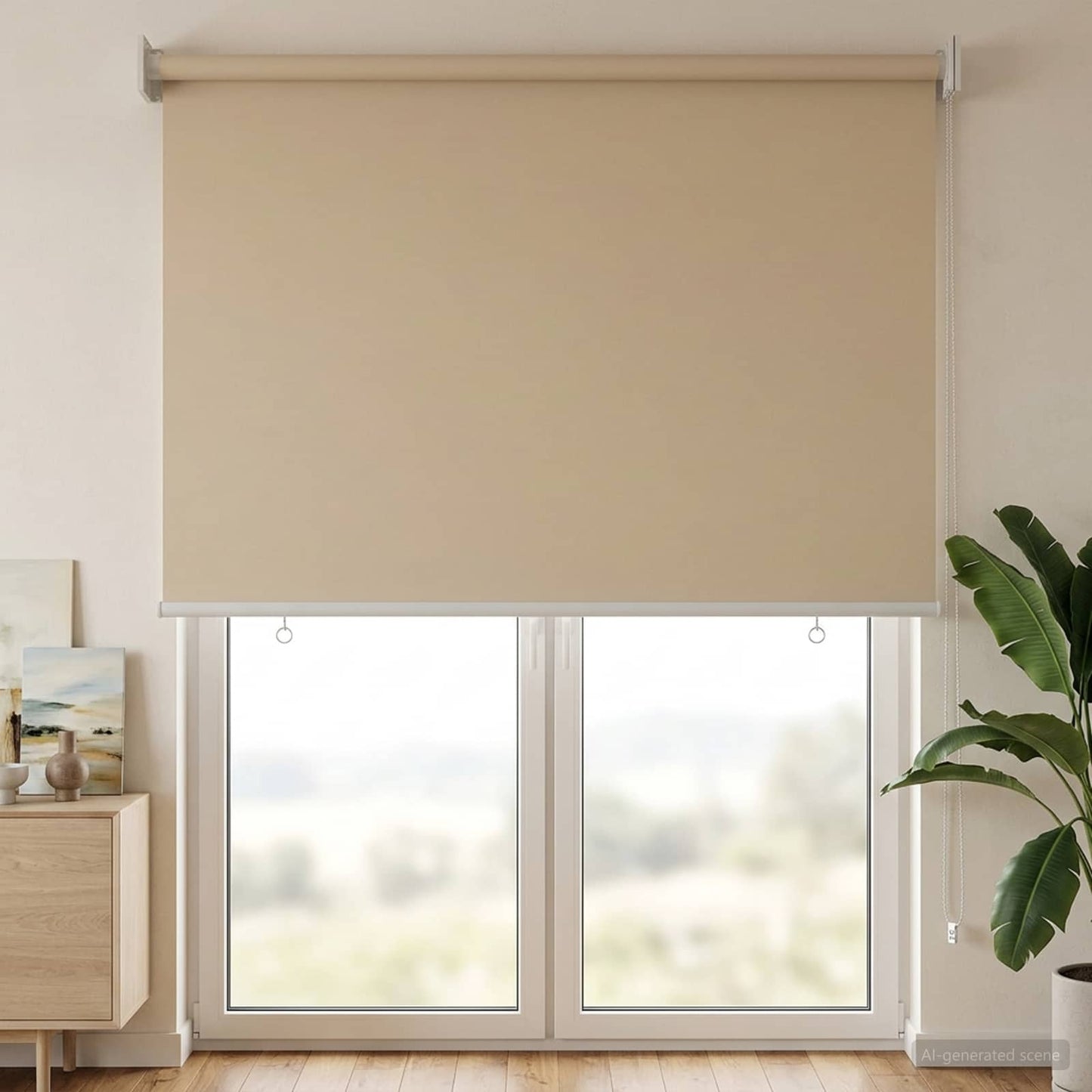 Outdoor Roller Blind UV Protection Beige 65 x 230 cm (W x H)