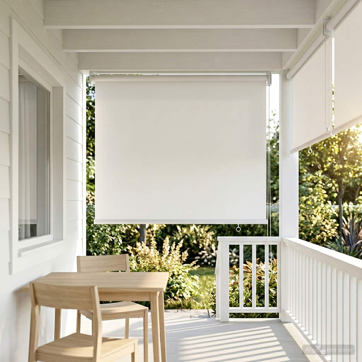 Outdoor Roller Blind UV Protection White 85 x 140 cm (W x H)