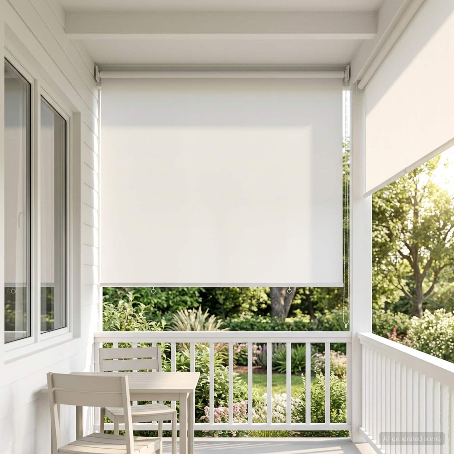 Outdoor Roller Blind UV Protection White 125 x 140 cm (W x H)