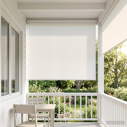 Outdoor Roller Blind UV Protection White 125 x 140 cm (W x H)