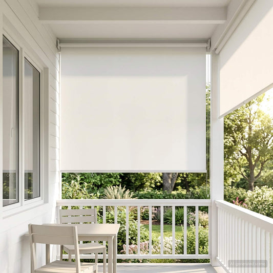 Outdoor Roller Blind UV Protection White 120 x 140 cm (W x H)