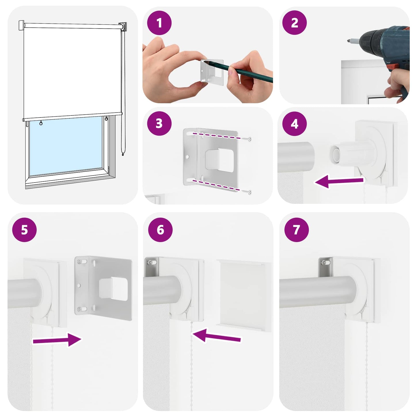 Outdoor Roller Blind UV Protection White 145 x 140 cm (W x H)