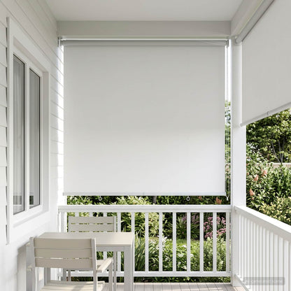Outdoor Roller Blind UV Protection White 145 x 230 cm (W x H)
