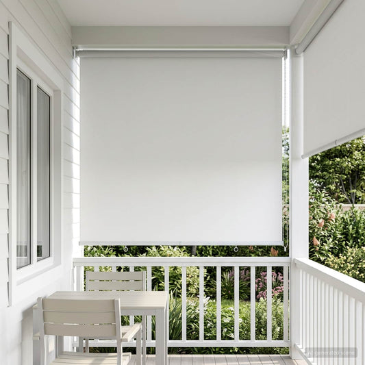 Outdoor Roller Blind UV Protection White 140 x 230 cm (W x H)