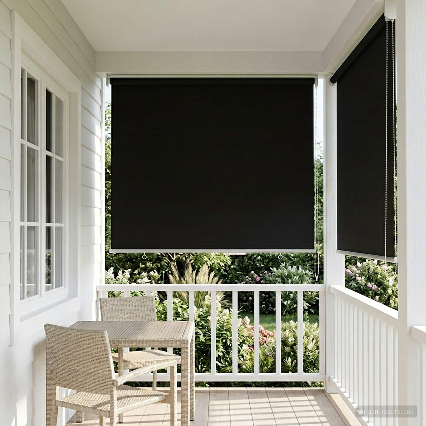 Outdoor Roller Blind UV Protection Black 65 x 140 cm (W x H)