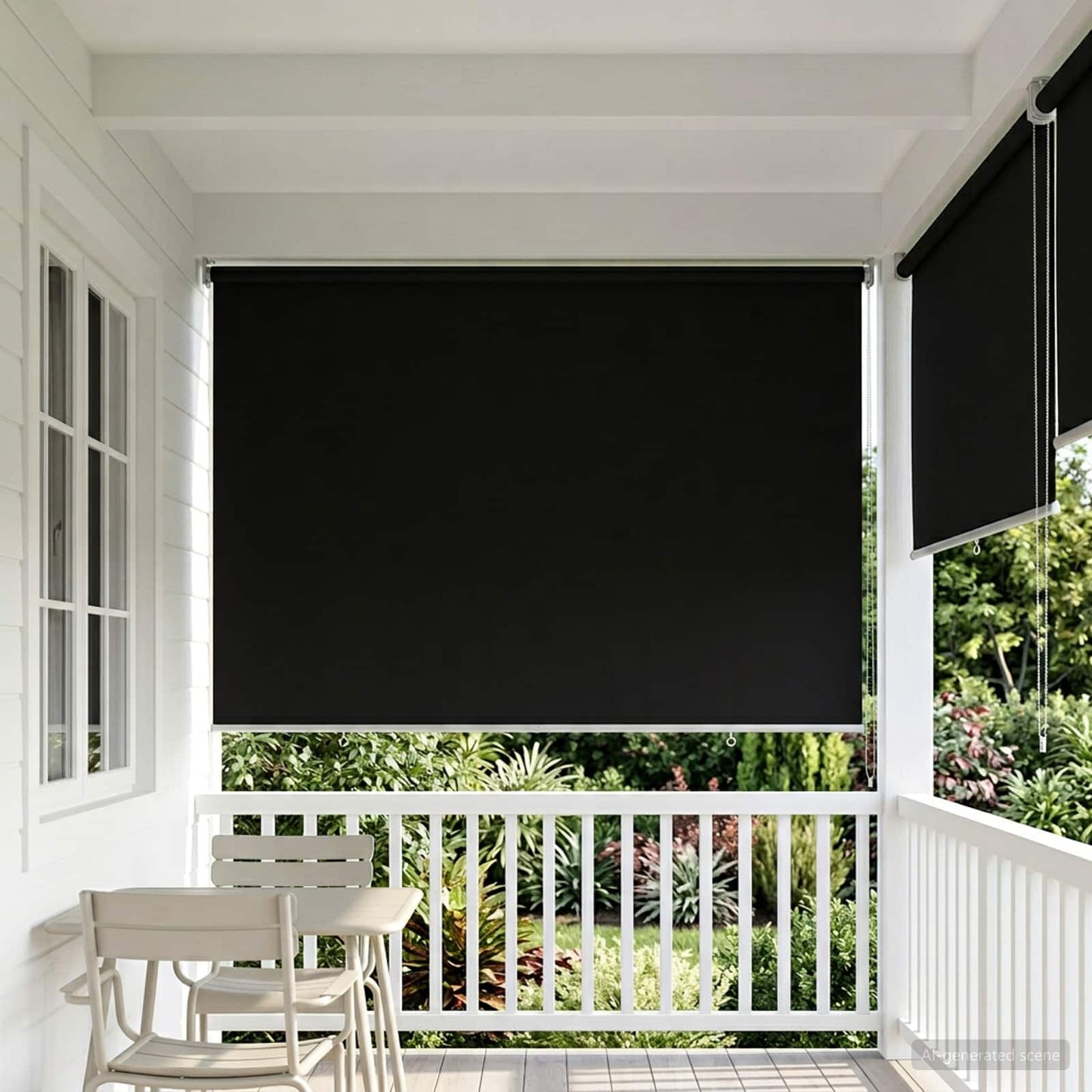 Outdoor Roller Blind UV Protection Black 125 x 140 cm (W x H)