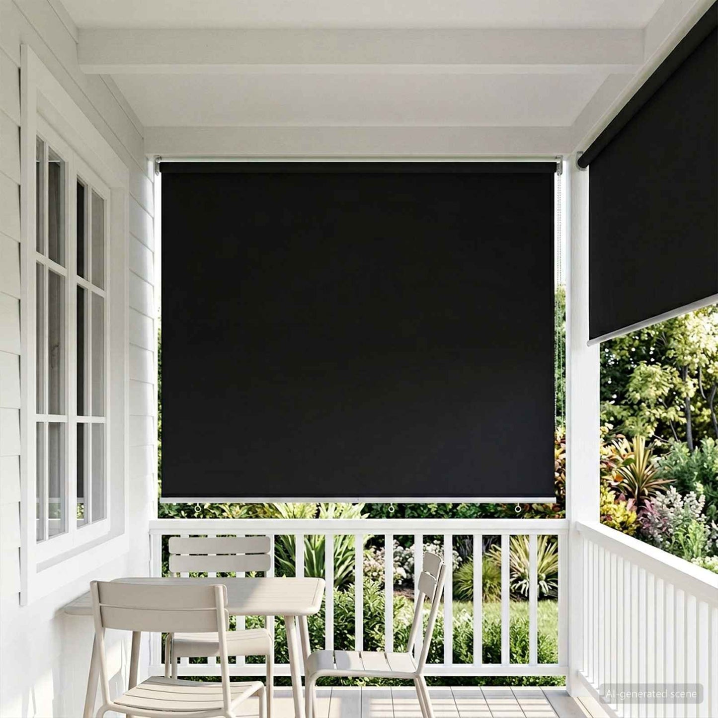 Outdoor Roller Blind UV Protection Black 165 x 140 cm (W x H)