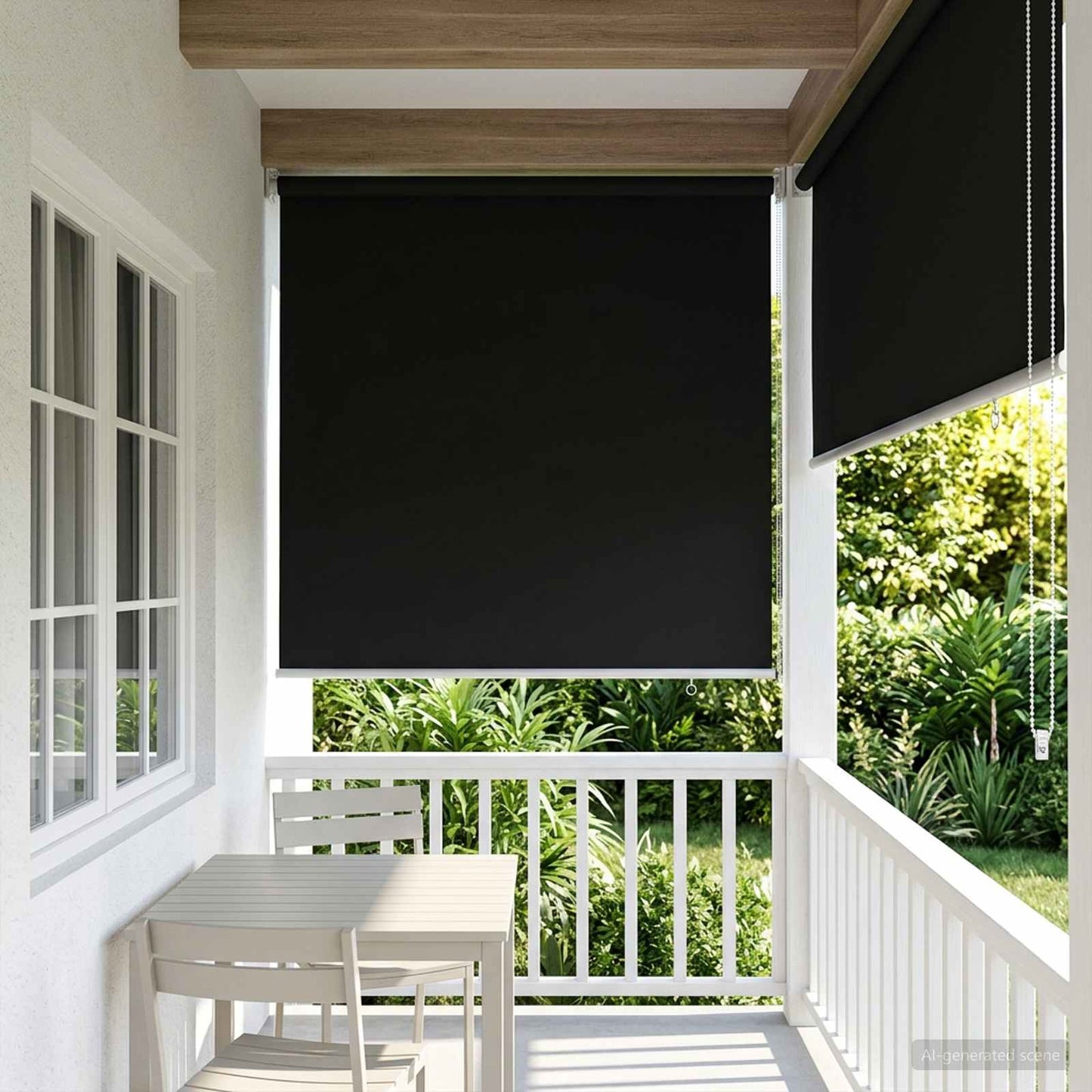Outdoor Roller Blind UV Protection Black 85 x 230 cm (W x H)