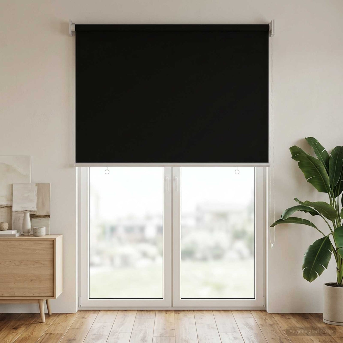Outdoor Roller Blind UV Protection Black 85 x 230 cm (W x H)