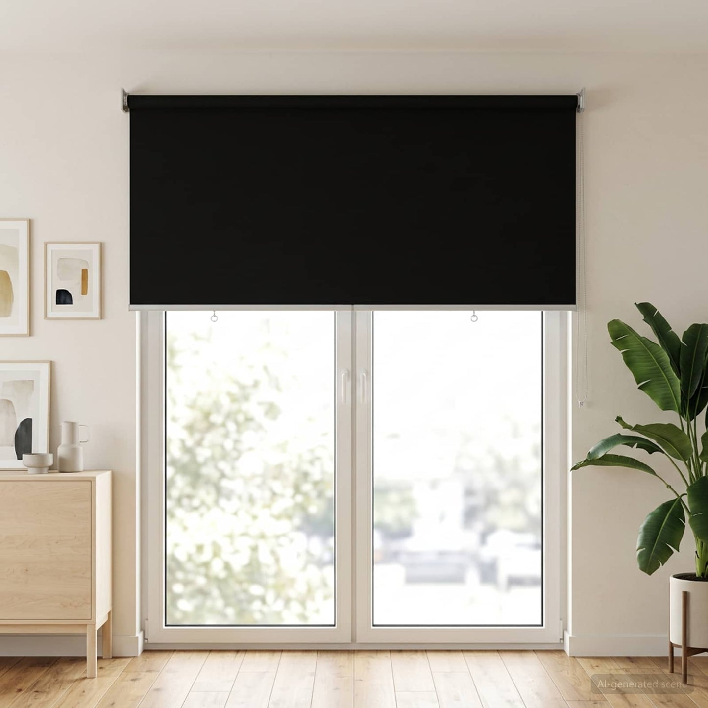 Outdoor Roller Blind UV Protection Black 145 x 230 cm (W x H)