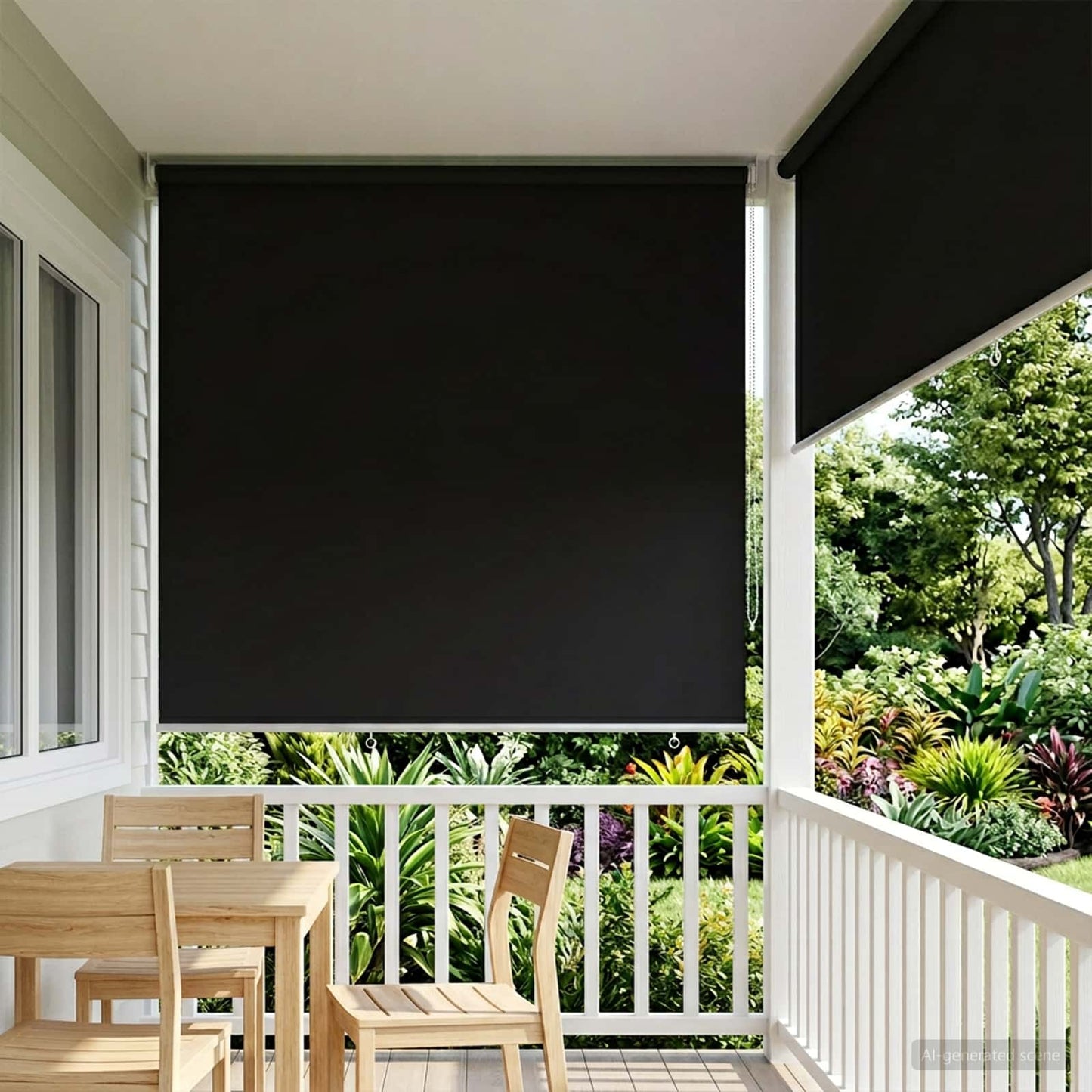 Outdoor Roller Blind UV Protection Black 185 x 230 cm (W x H)