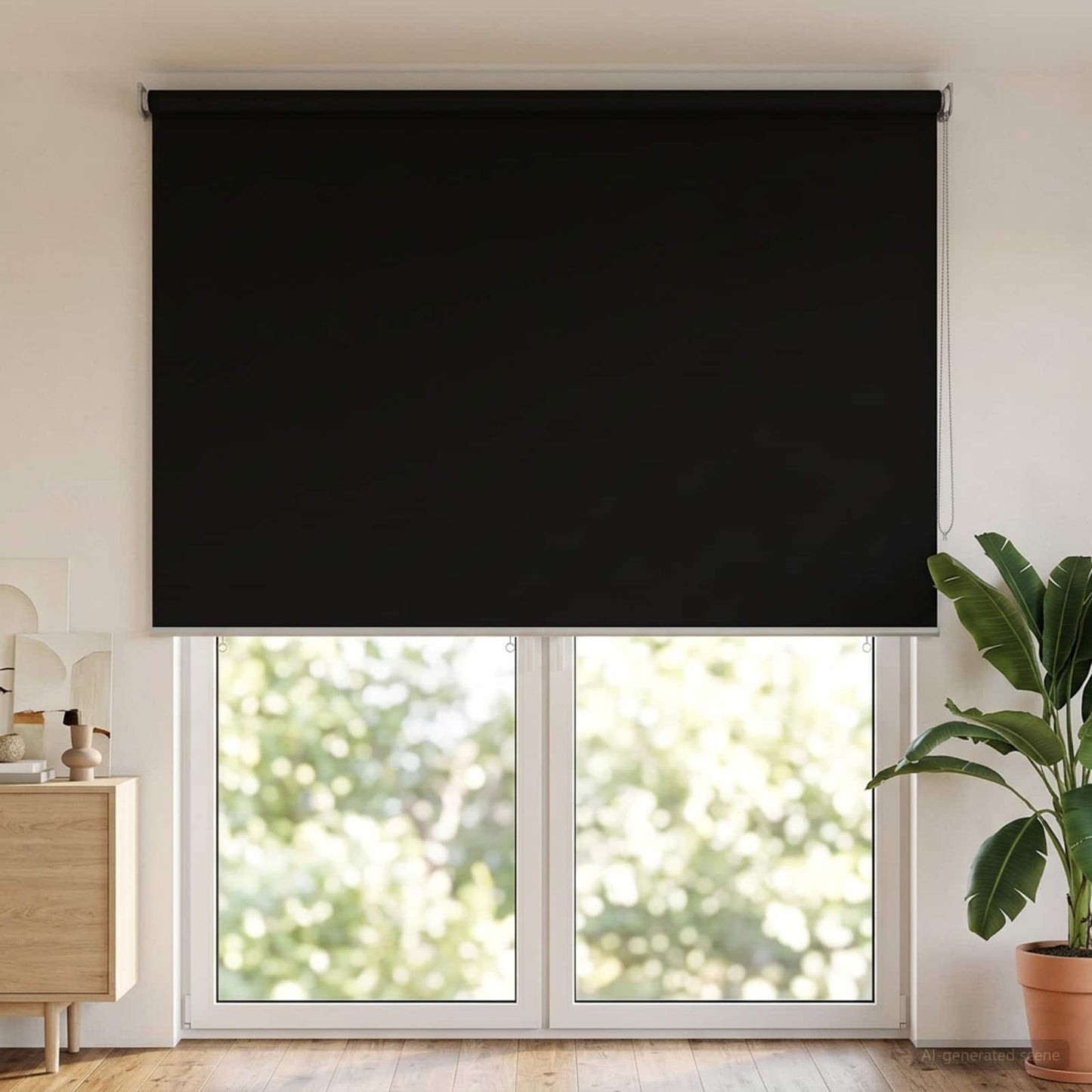Outdoor Roller Blind UV Protection Black 185 x 230 cm (W x H)