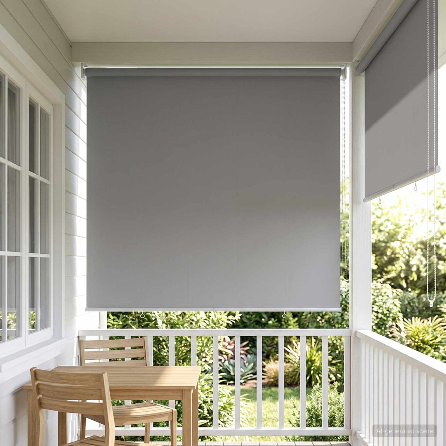 Outdoor Roller Blind UV Protection Light Grey Polyester