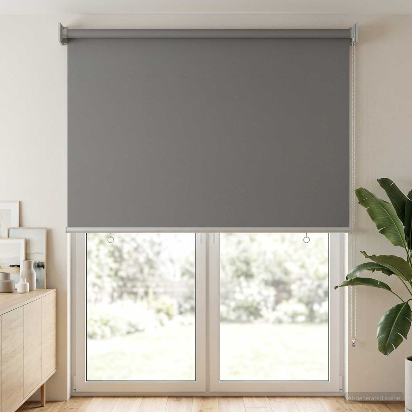 Outdoor Roller Blind UV Protection Light Grey Polyester