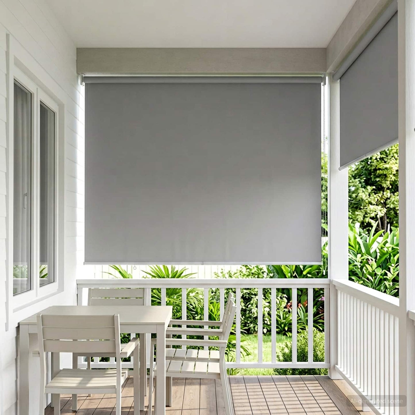 Outdoor Roller Blind UV Protection Light Grey Polyester