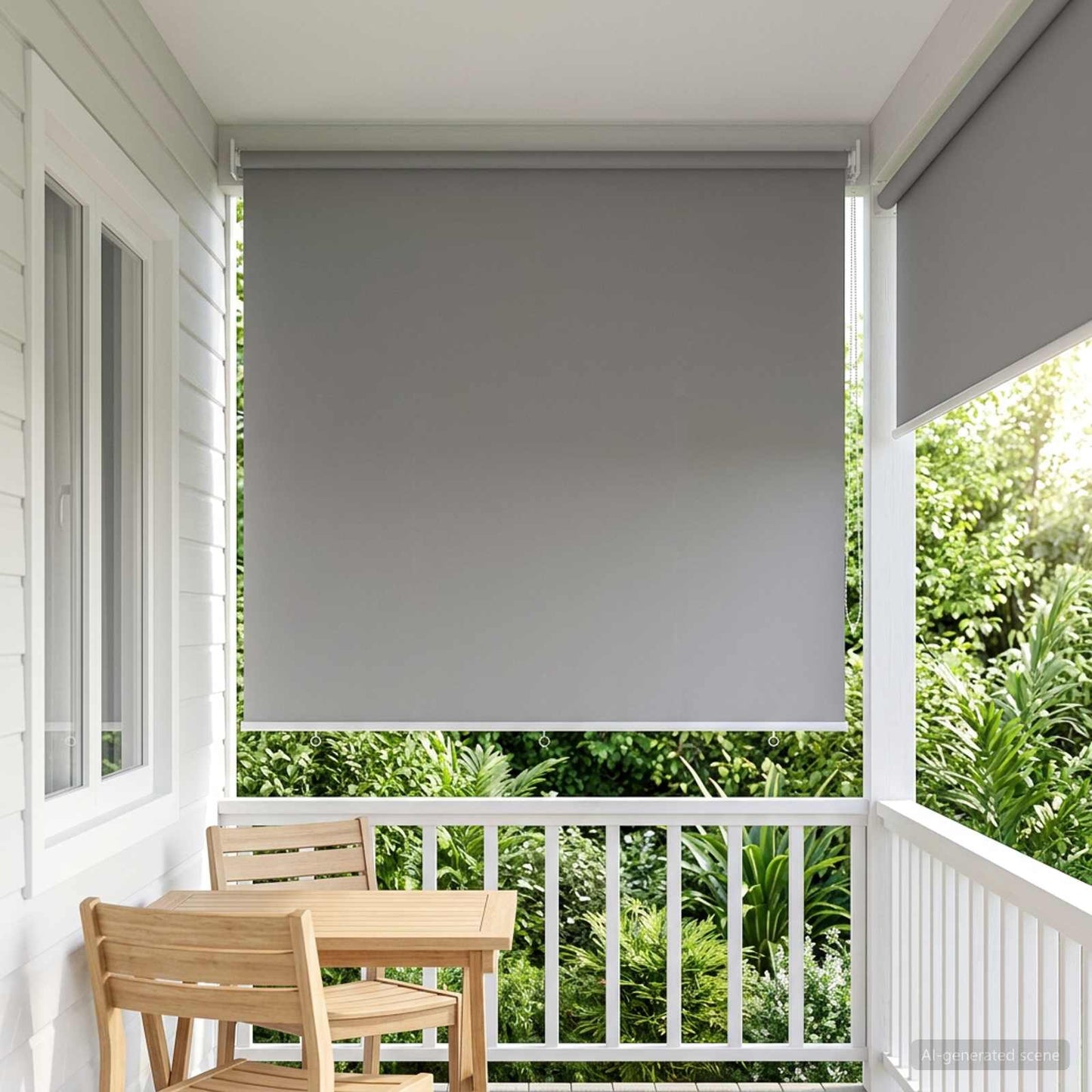 Outdoor Roller Blind UV Protection Light Grey Polyester