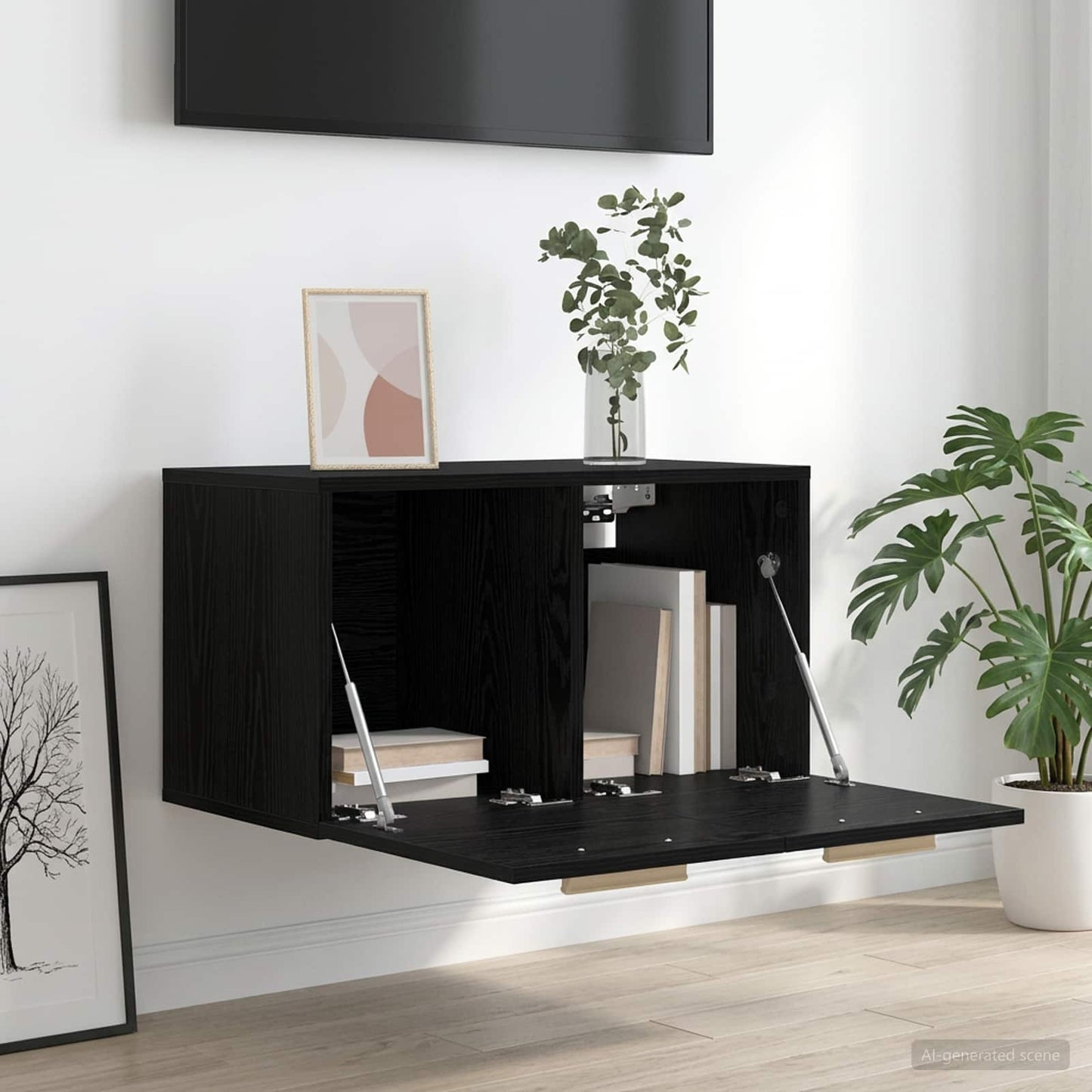 Wall Cabinet Black oak 60 x 36.5 x 35 cm Engineered Wood