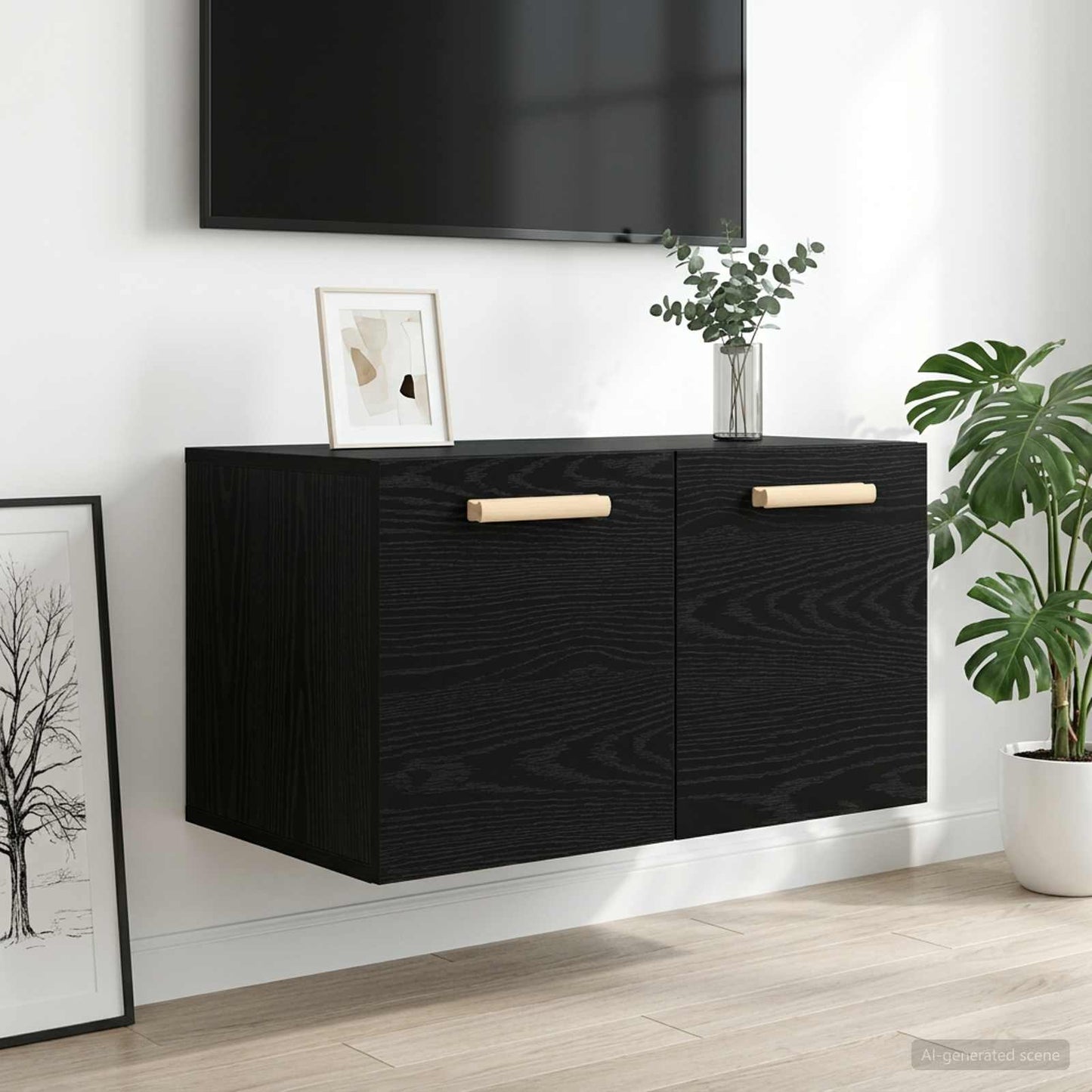 Wall Cabinet Black oak 60 x 36.5 x 35 cm Engineered Wood