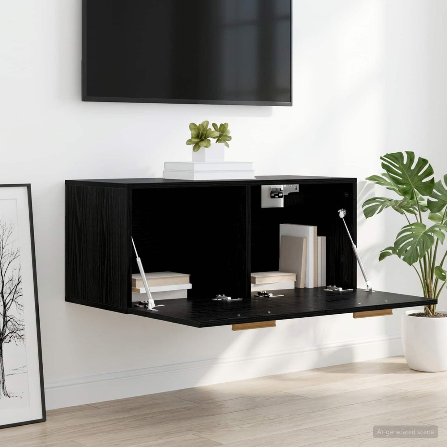 Wall Cabinet Wall-Mounted Black oak 80 x 36.5 x 35 cm