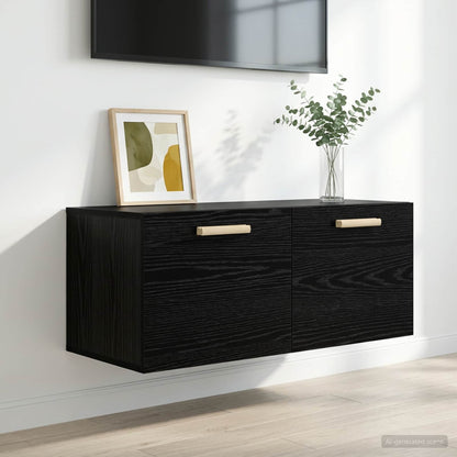 Wall Cabinet Wall-Mounted Black oak 80 x 36.5 x 35 cm