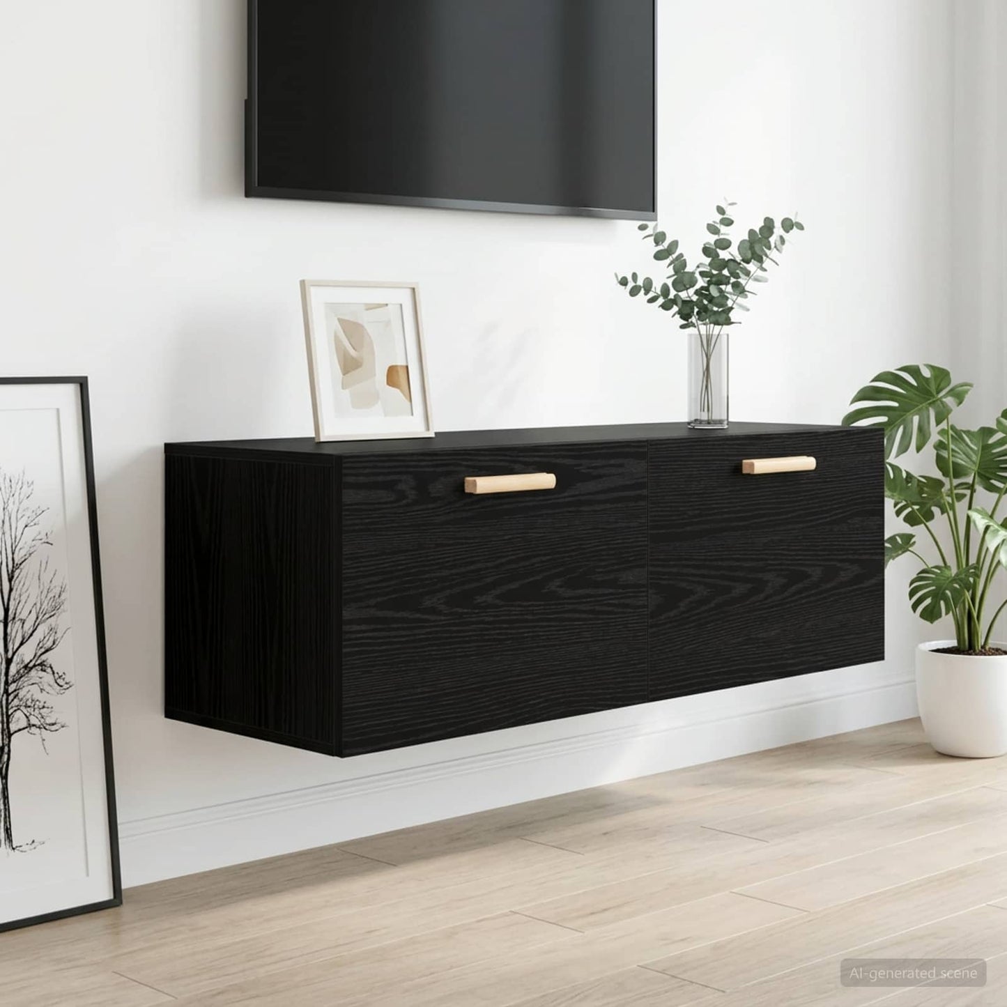 Wall Cabinet Black oak 100 x 36.5 x 35 cm Engineered Wood
