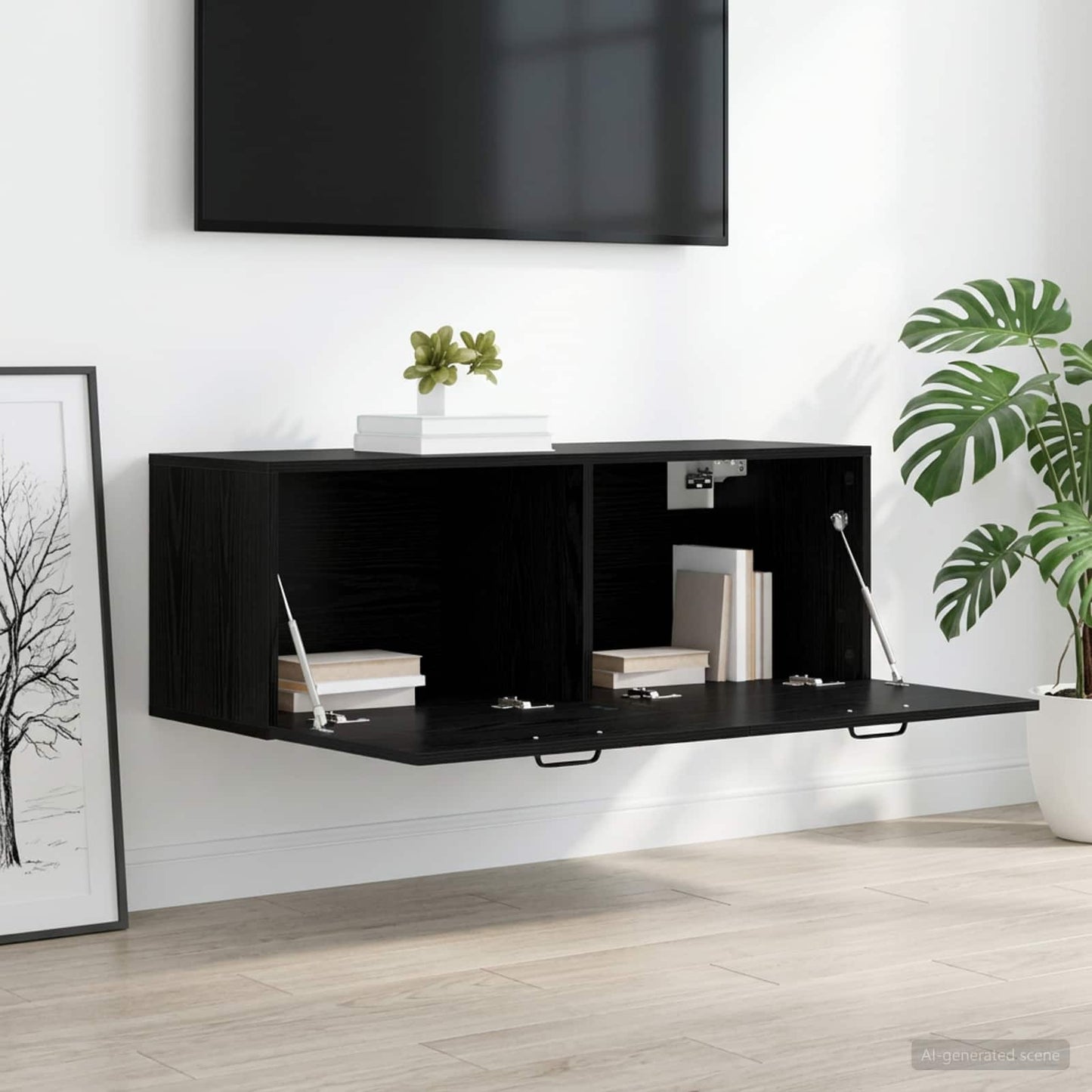 Wall Cabinet Black oak 100 x 36.5 x 35 cm Engineered Wood