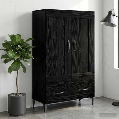 Highboard Black Oak 70 x 31 x 115 cm Engineered Wood