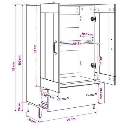 Highboard Black Oak 70 x 31 x 115 cm Engineered Wood