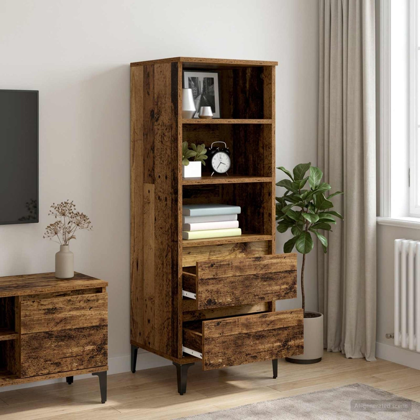 Highboard Old Wood 40 x 36 x 110 cm Engineered Wood