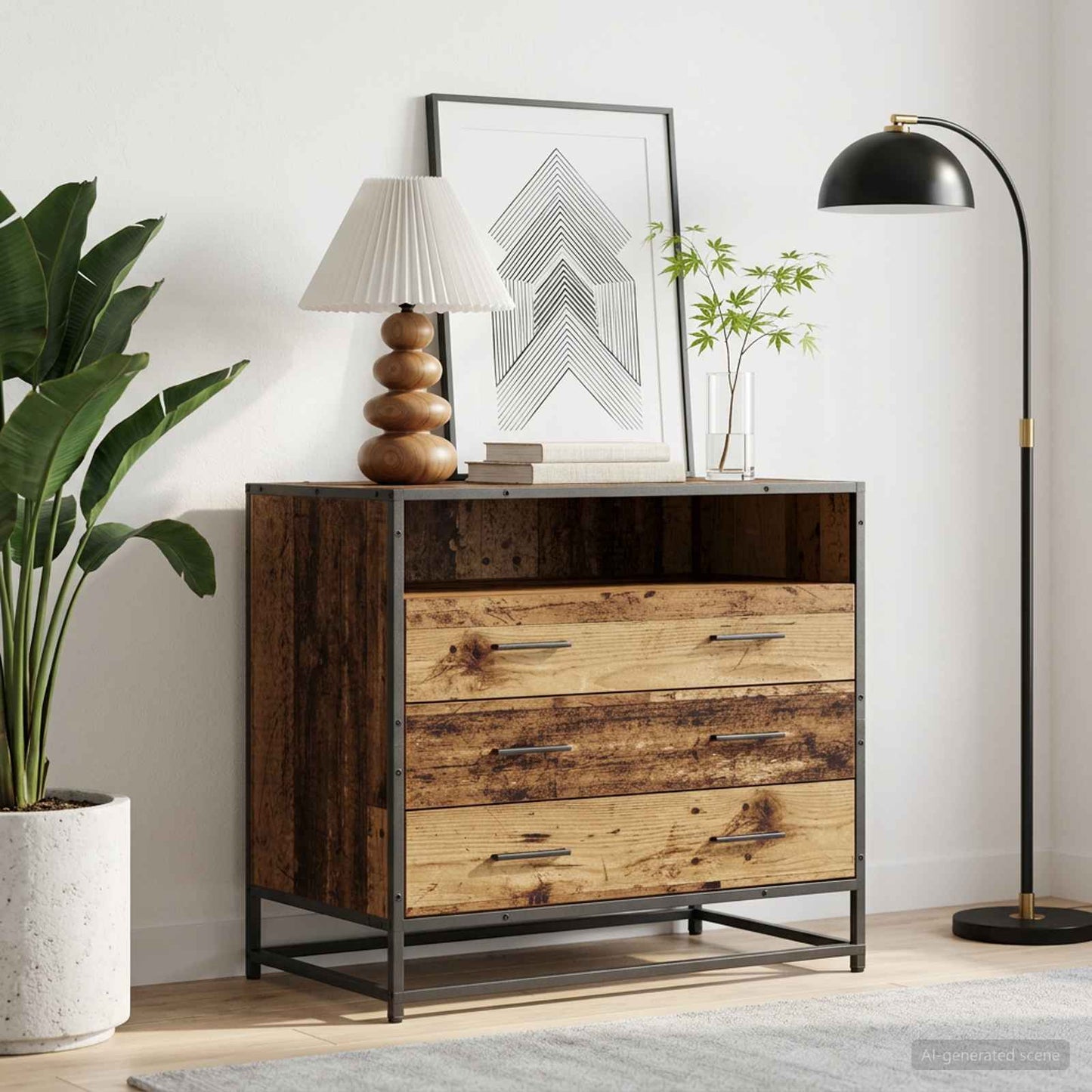 Drawer Cabinet 3-Drawer Old wood 70 x 41 x 70 cm