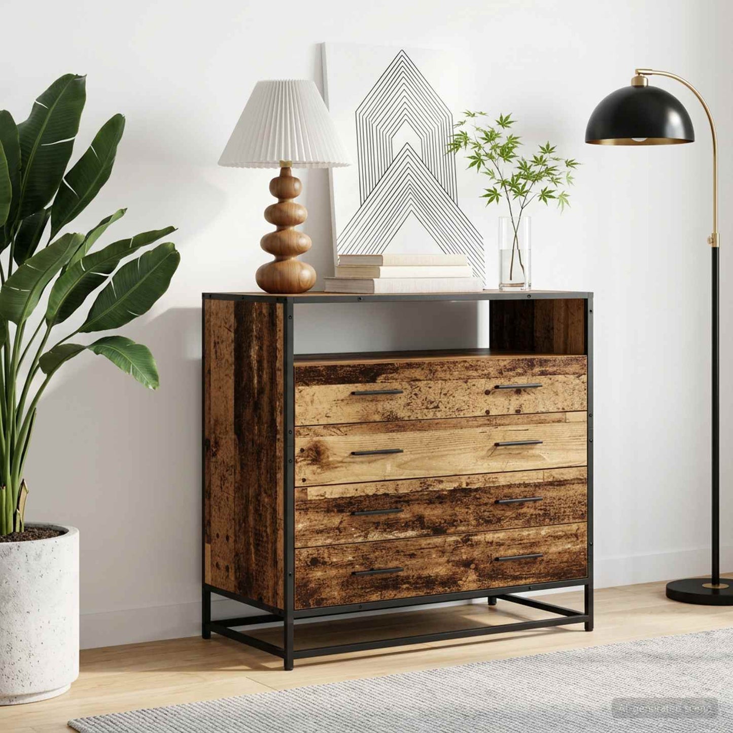 Drawer Cabinet 4-Drawer Old wood 70 x 41 x 83.5 cm