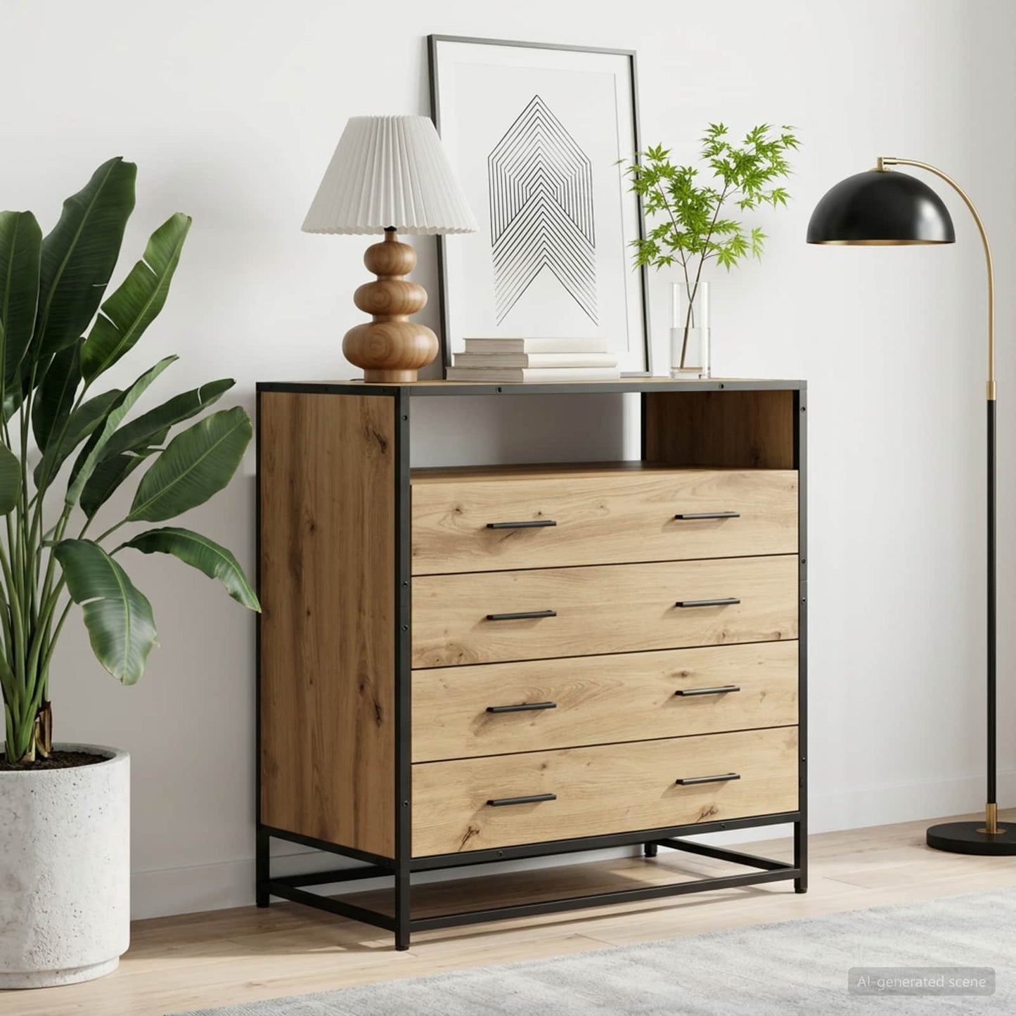 Drawer Cabinet 4-Drawer Artisan oak 70 x 41 x 83.5 cm