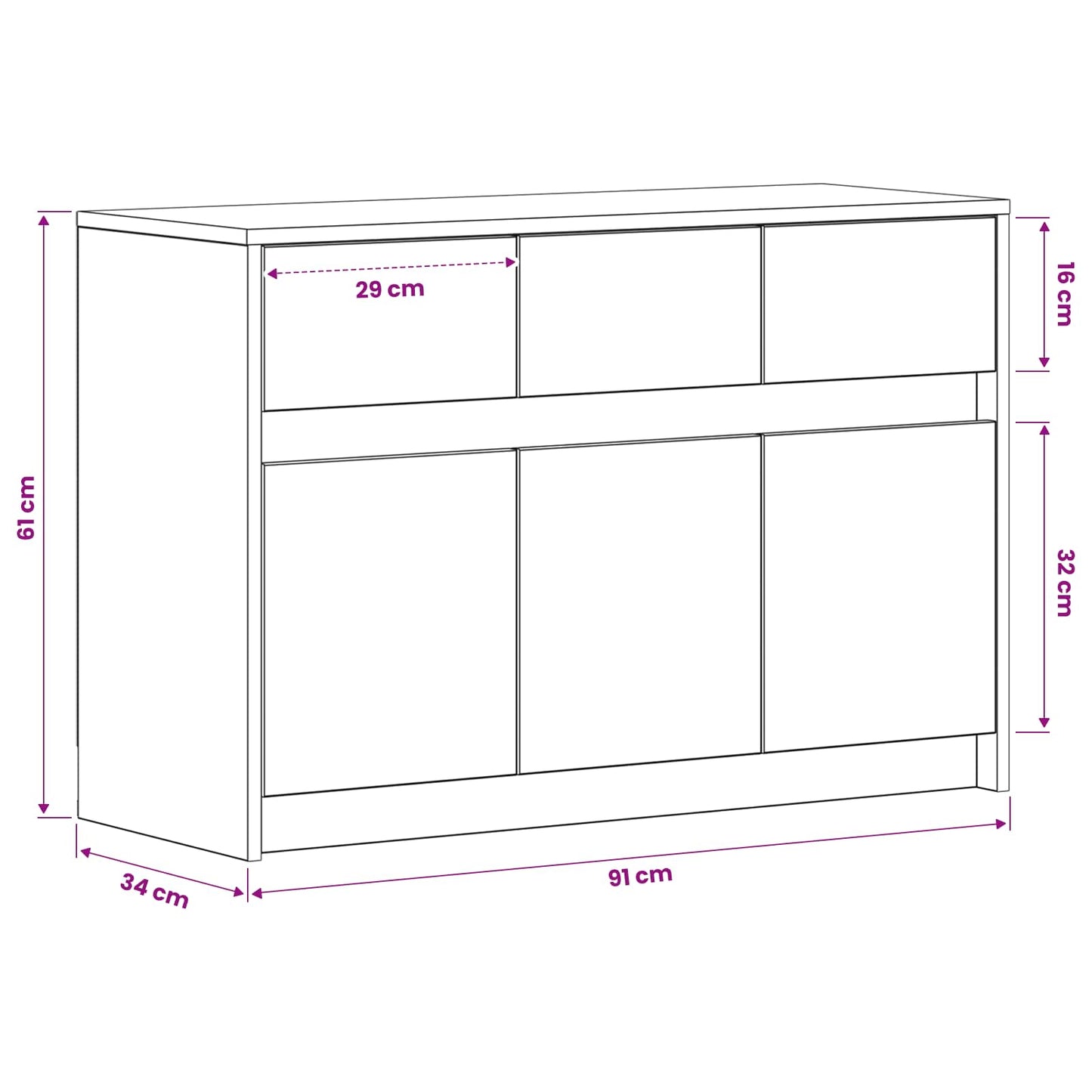 TV Cabinet 91 x 34 x 61 cm Old Wood Engineered Wood