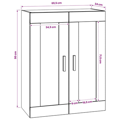 Wall Cabinet Wall-Mounted Black oak 69.5 x 34 x 90 cm