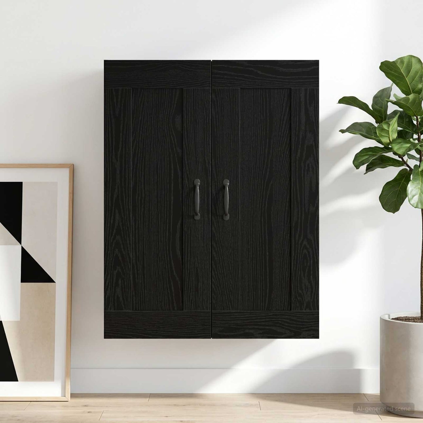 Wall Cabinet Black Oak 69.5 x 34 x 90 cm Engineered Wood