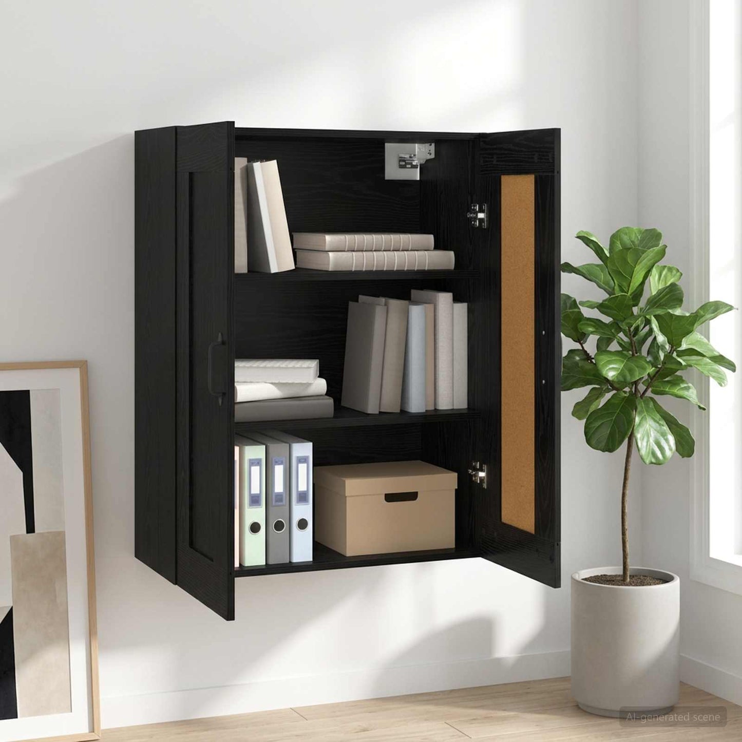 Wall Cabinet Black Oak 69.5 x 34 x 90 cm Engineered Wood