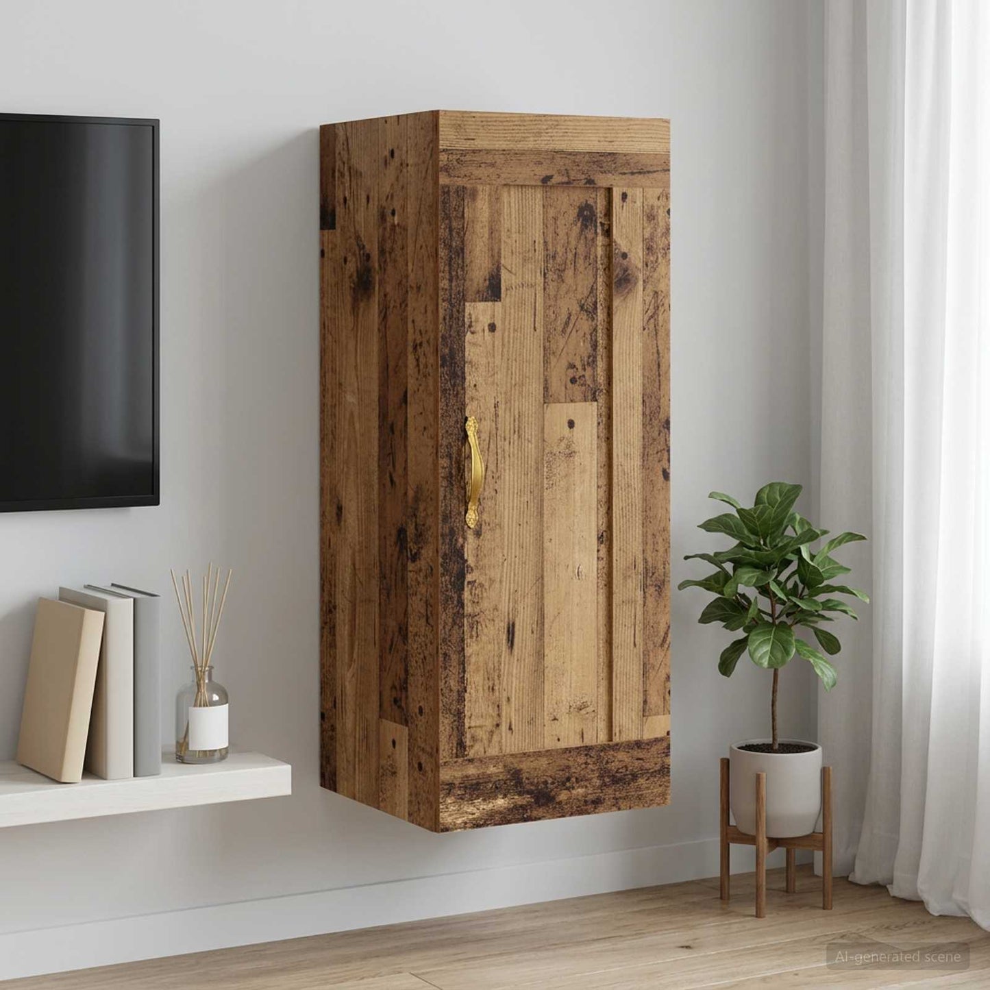 Wall Cabinet Old Wood 34.5 x 34 x 90 cm Engineered Wood