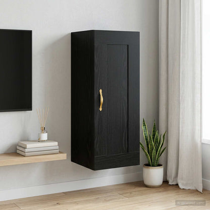 Wall Cabinet Black Oak 34.5 x 34 x 90 cm Engineered Wood