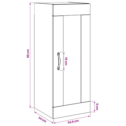 Wall Cabinet Black Oak 34.5 x 34 x 90 cm Engineered Wood