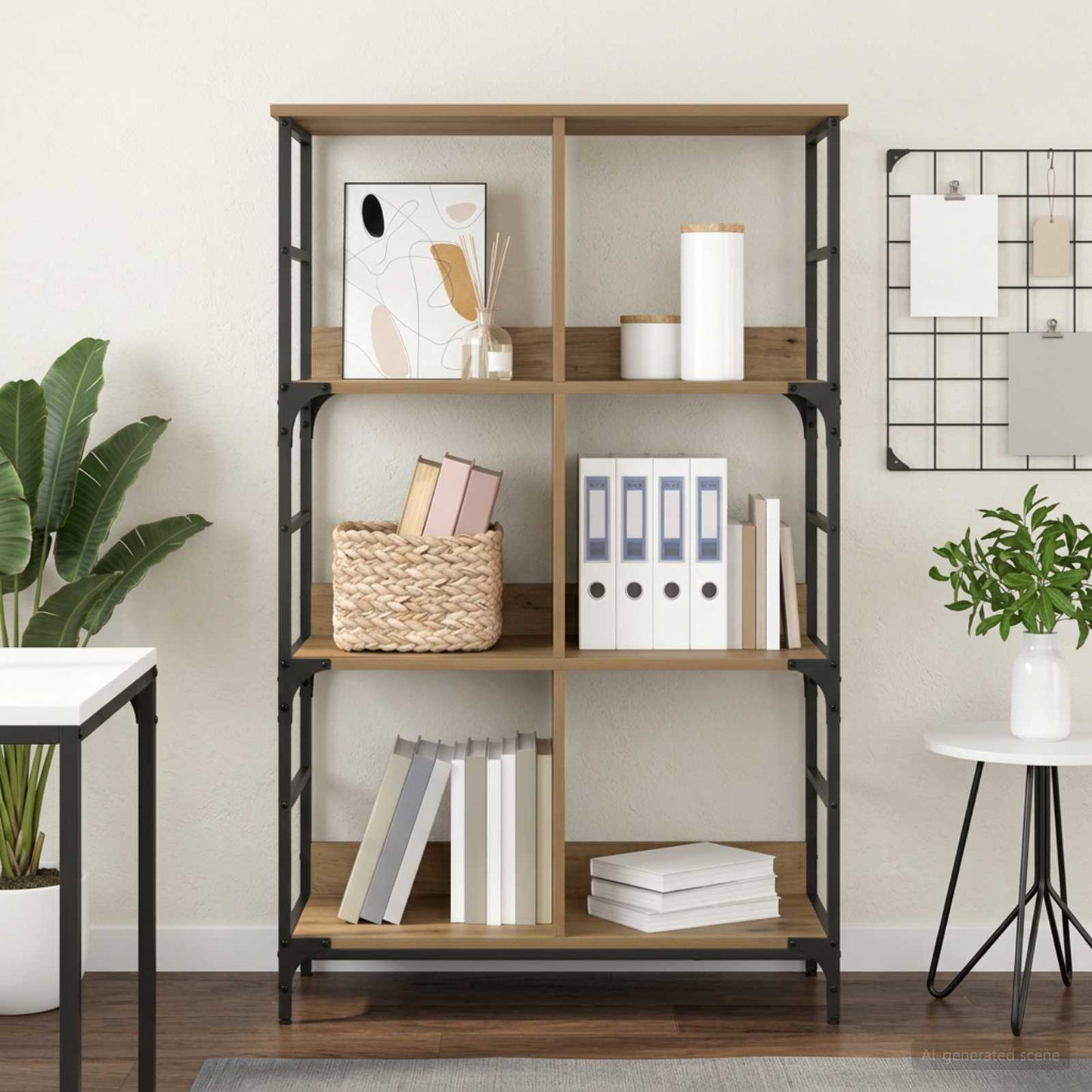 Bookshelf 4-Tier 78.5 x 33 x 117.5 cm metal PB Artisan oak