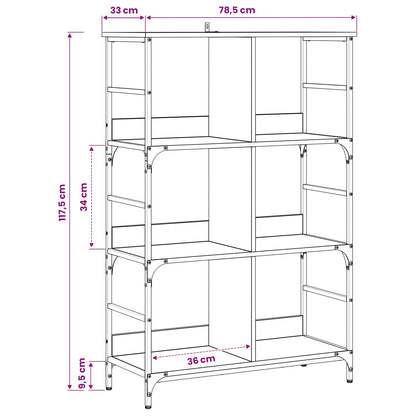 Bookshelf Black oak 78.5 x 33 x 117.5 cm metal PB