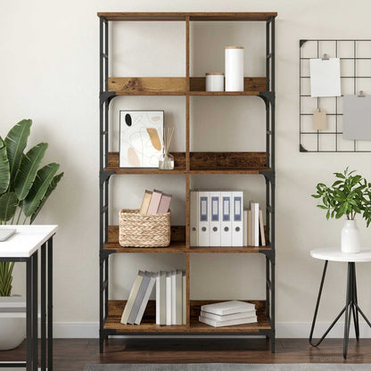 Bookshelf 4-Tier 78.5 x 33 x 153 cm metal PB Old wood
