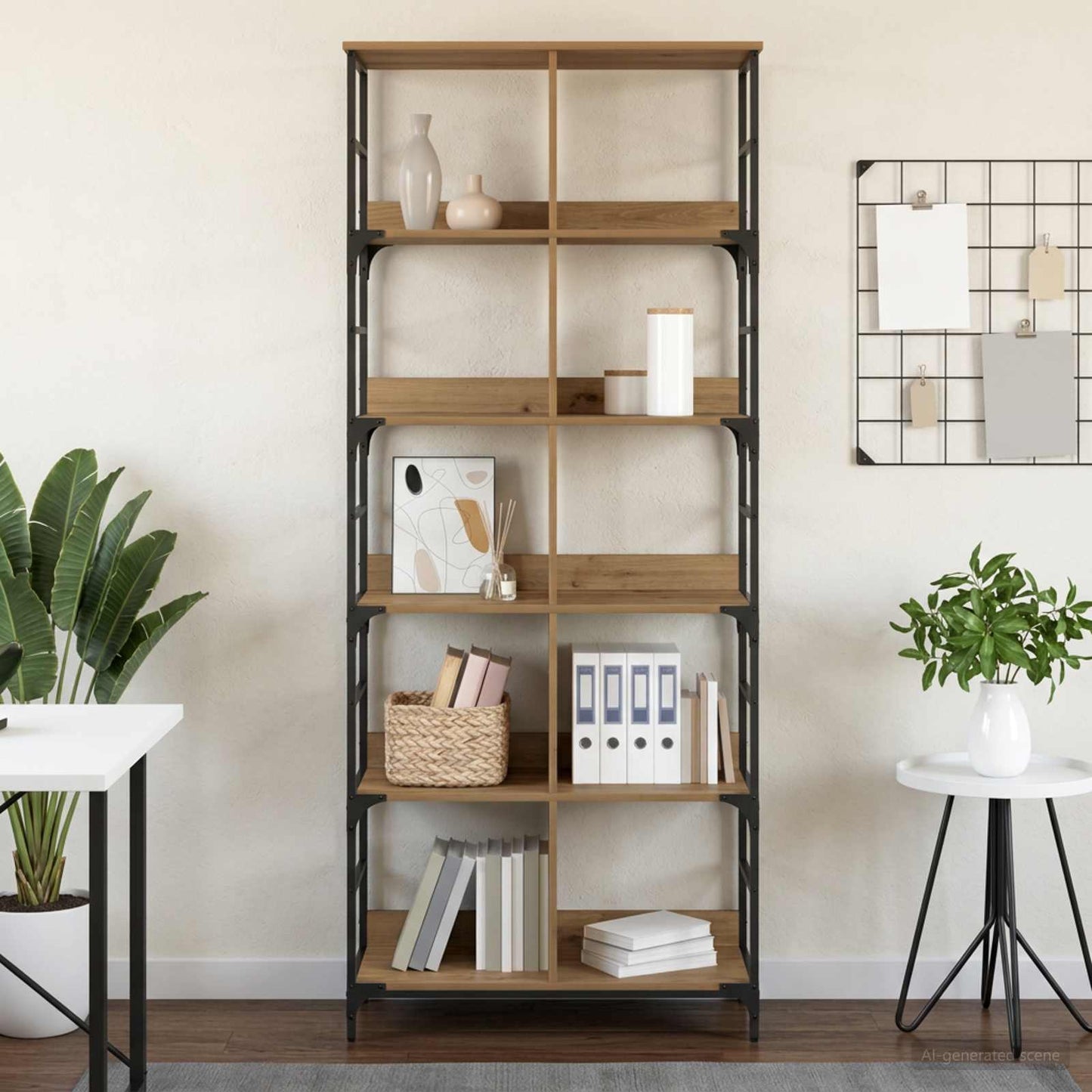 Bookshelf 4-Tier 78.5 x 33 x 188.5 cm metal PB Artisan oak
