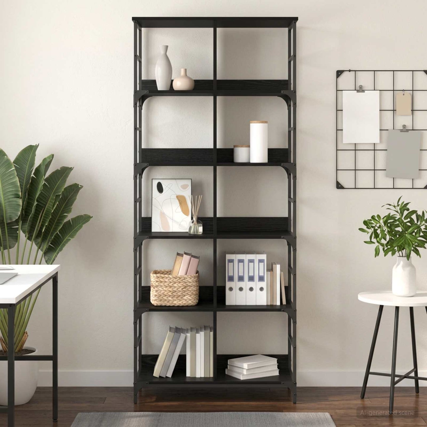 Bookshelf 4-Tier 78.5 x 33 x 188.5 cm metal PB Black oak