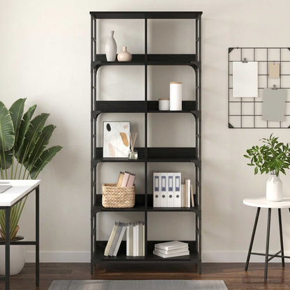 Bookshelf 4-Tier 78.5 x 33 x 188.5 cm metal PB Black oak