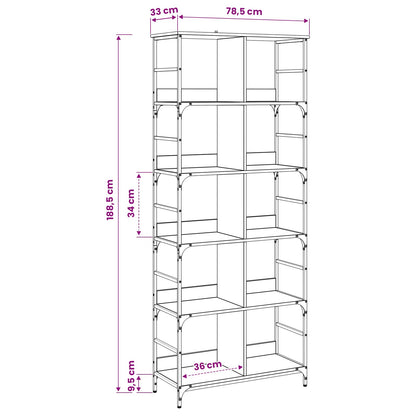 Bookshelf Black oak 78.5 x 33 x 188.5 cm metal PB