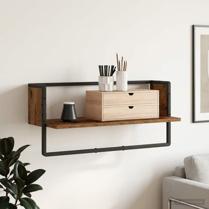 Wall Shelf Wall-Mounted Old wood 65 x 25 x 30 cm metal PB